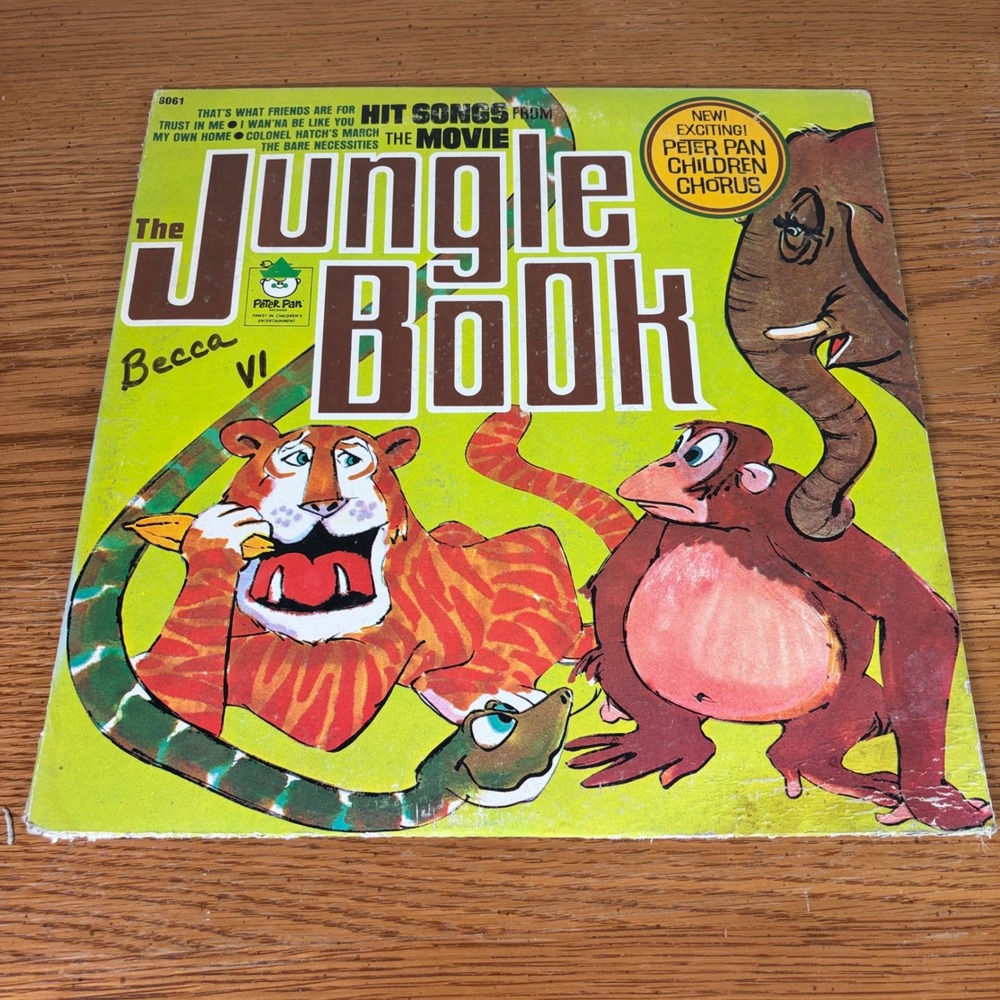 The Jungle Book Peter Pan Records Vinyl LP 8061 Childrens Chorus Hit Songs Movie